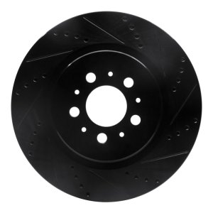 Volvo V70 Brake Rotor (1) - Rear Right - R1 Concepts - Drilled & Slotted - Black - `04-`07